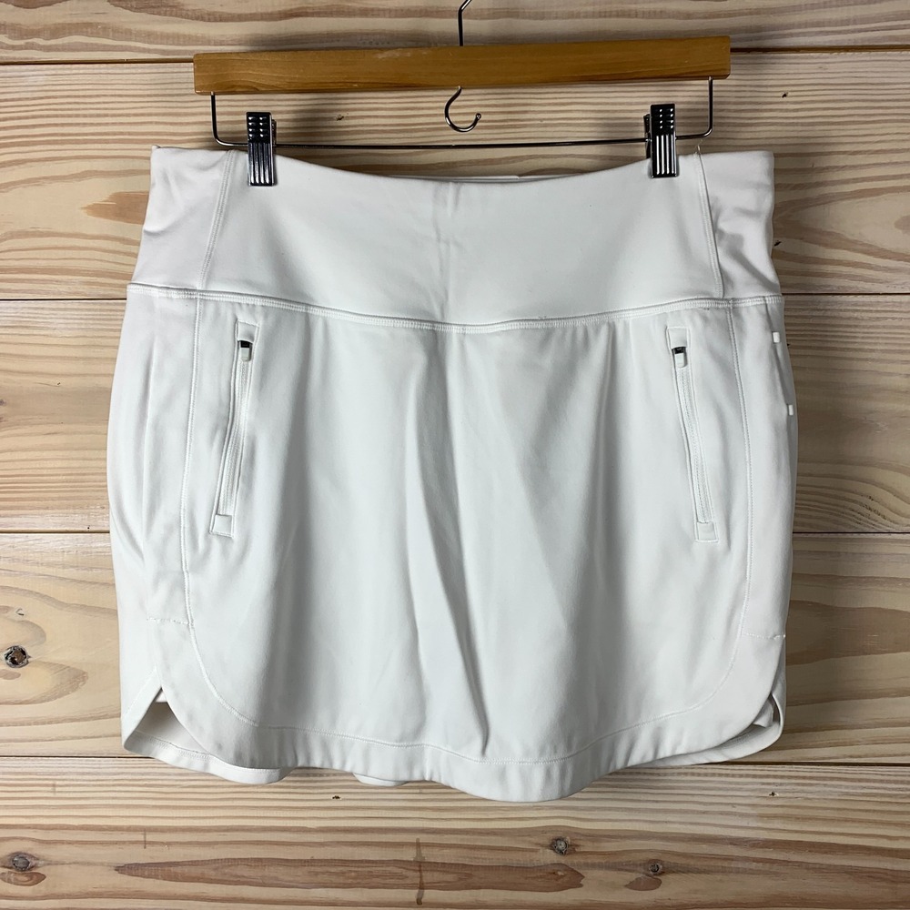Athleta‎ Fairway 16" Golf Skort Large White Tennis Preppy Athletic